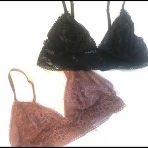 Set of two Lace Bras/ color Black &Mauve XL